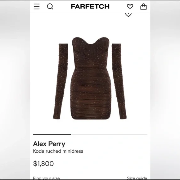 Alex Perry Koda Crystal Brown Dusty RoseMini Dress w/ sleeves